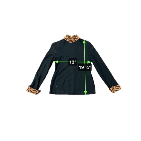 Vintage Mevisto Black Sweater Leopard Print Collar Cuffs Size 8 - Picture 8 of 8